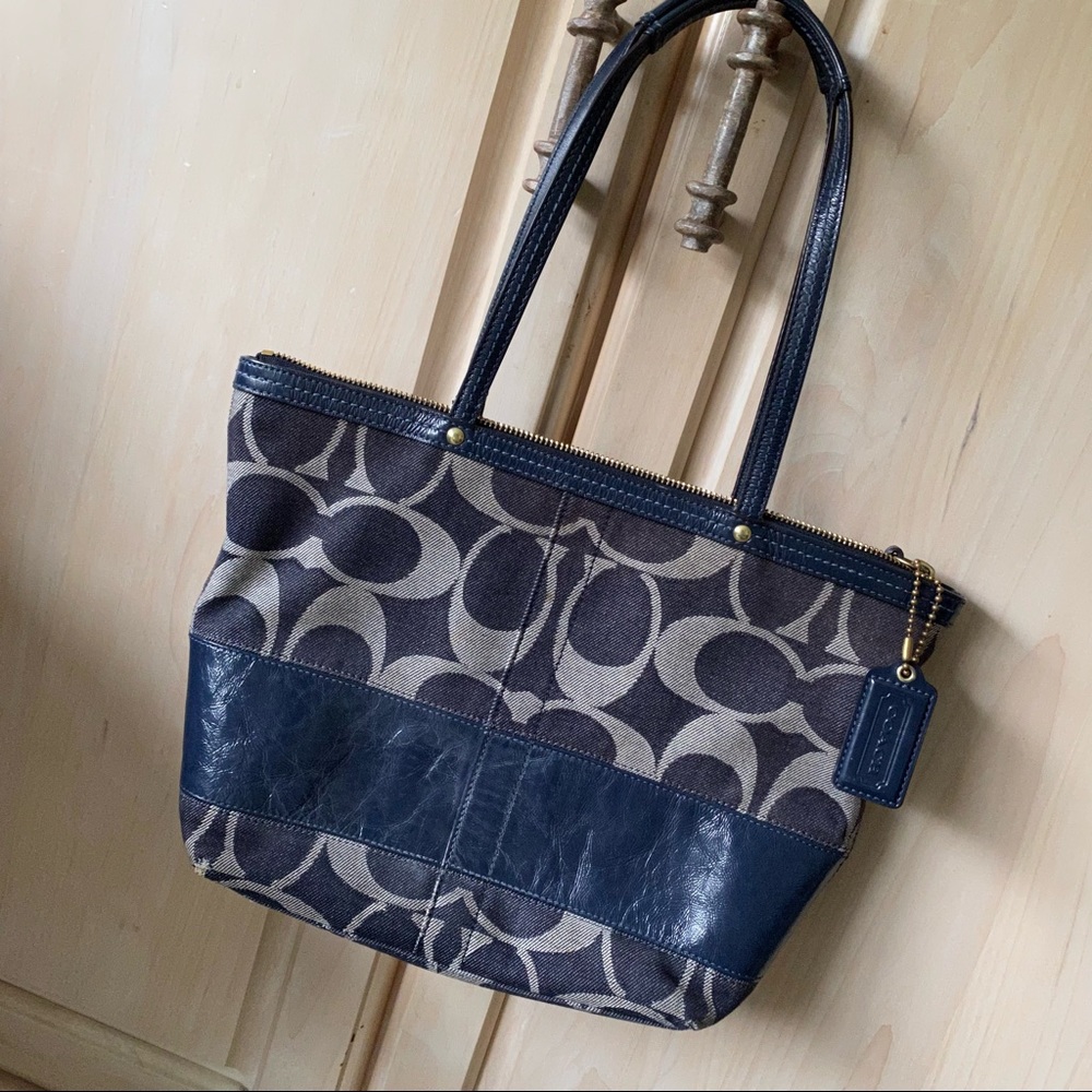 Coach Signature stripe Denim Tote
